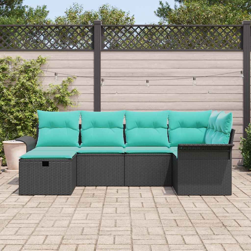Set Divano da Giardino con cuscino 6 pcs Poly Rattan | homemem39