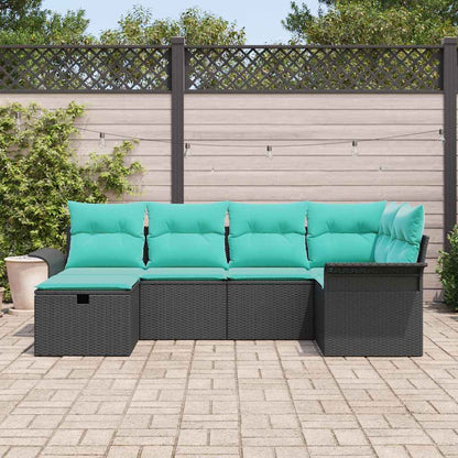 Set Divano da Giardino con cuscino 6 pcs Poly Rattan | homemem39