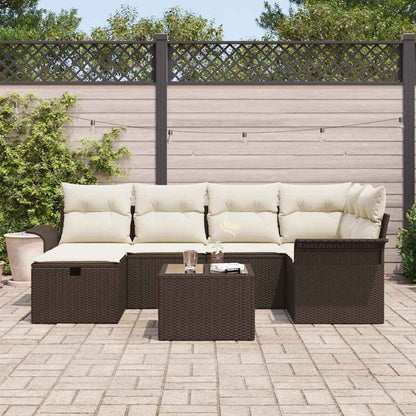Set Divano da Giardino con cuscino 7 pcs Marrone Poly Rattan - homemem39