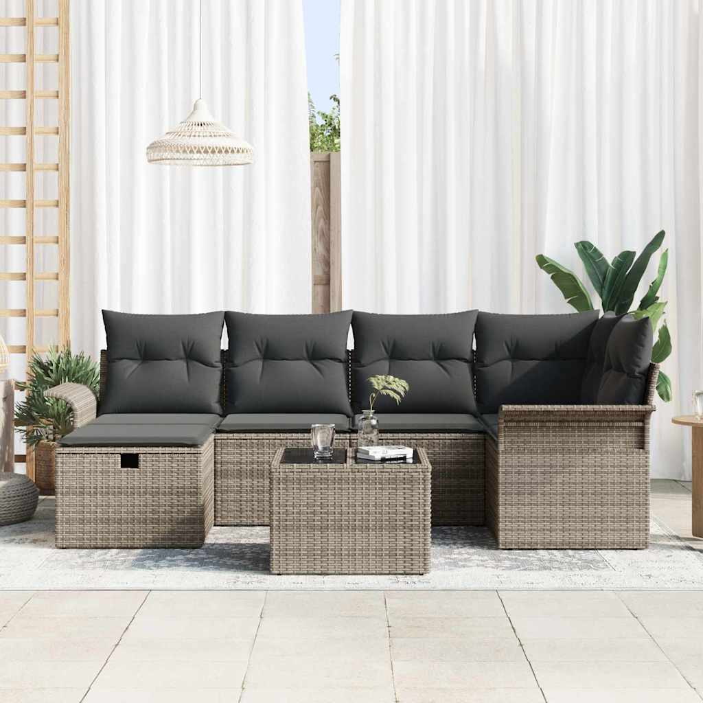 Set Divano da Giardino 7 pz Poly Rattan