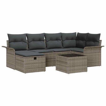 Set Divano da Giardino 7 pz Poly Rattan