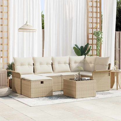 Set Divano da Giardino con cuscino 7 pcs Poly Rattan | homemem39
