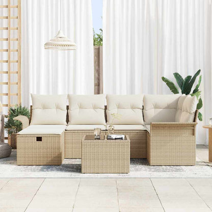 Set Divano da Giardino con cuscino 7 pcs Poly Rattan | homemem39