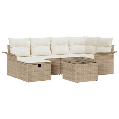 Set Divano da Giardino con cuscino 7 pcs Poly Rattan