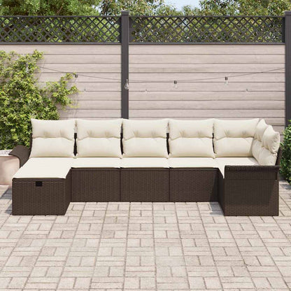 Set Divano da Giardino con cuscino 7 pcs Marrone Poly Rattan - homemem39