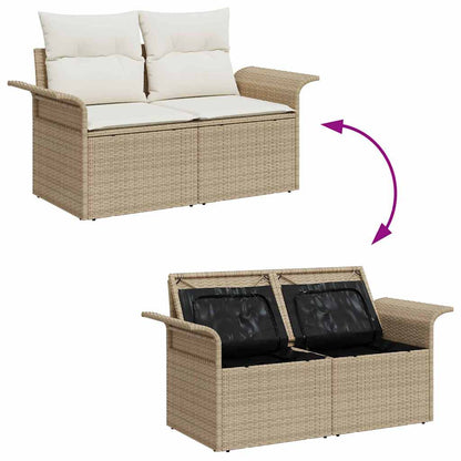Set Divano da Giardino con cuscino 7 pcs Beige Poly Rattan | homemem39