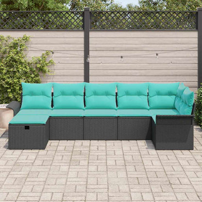 Set Divano da Giardino con cuscino 7 pcs Poly Rattan