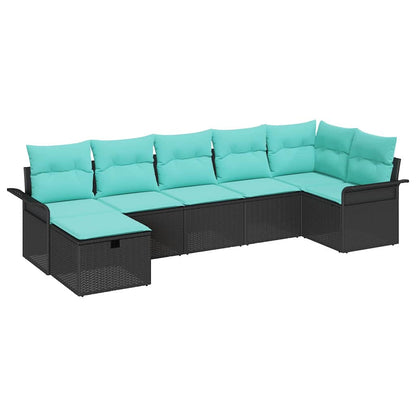 Set Divano da Giardino con cuscino 7 pcs Poly Rattan | homemem39