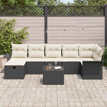 Set Divano da Giardino con cuscino 8 pcs Nero Poly Rattan - homemem39