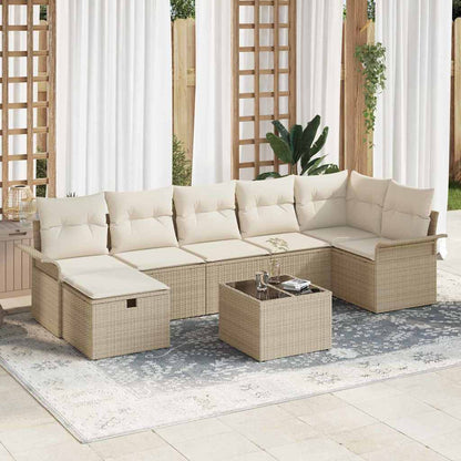 Set Divano da Giardino con cuscino 8 pcs Beige Poly Rattan - homemem39