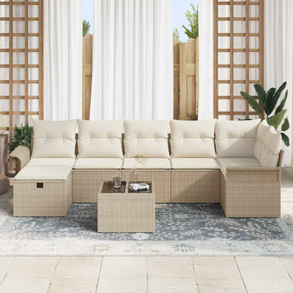Set Divano da Giardino con cuscino 8 pcs Beige Poly Rattan - homemem39