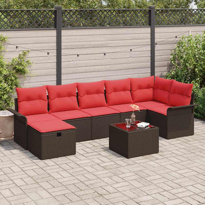 Set Divano da Giardino con cuscino 8 pcs Poly Rattan | homemem39
