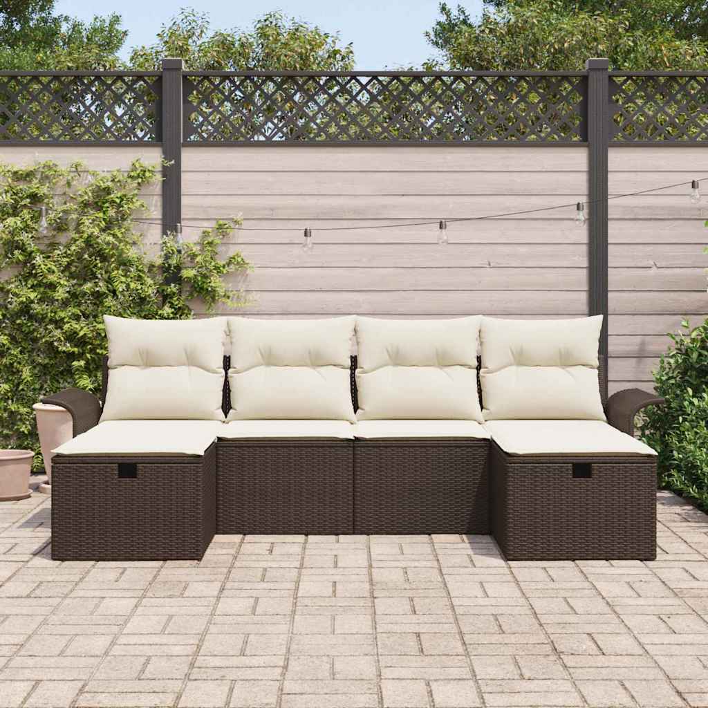 Set Divano da Giardino con cuscino 6 pcs Marrone Poly Rattan - homemem39