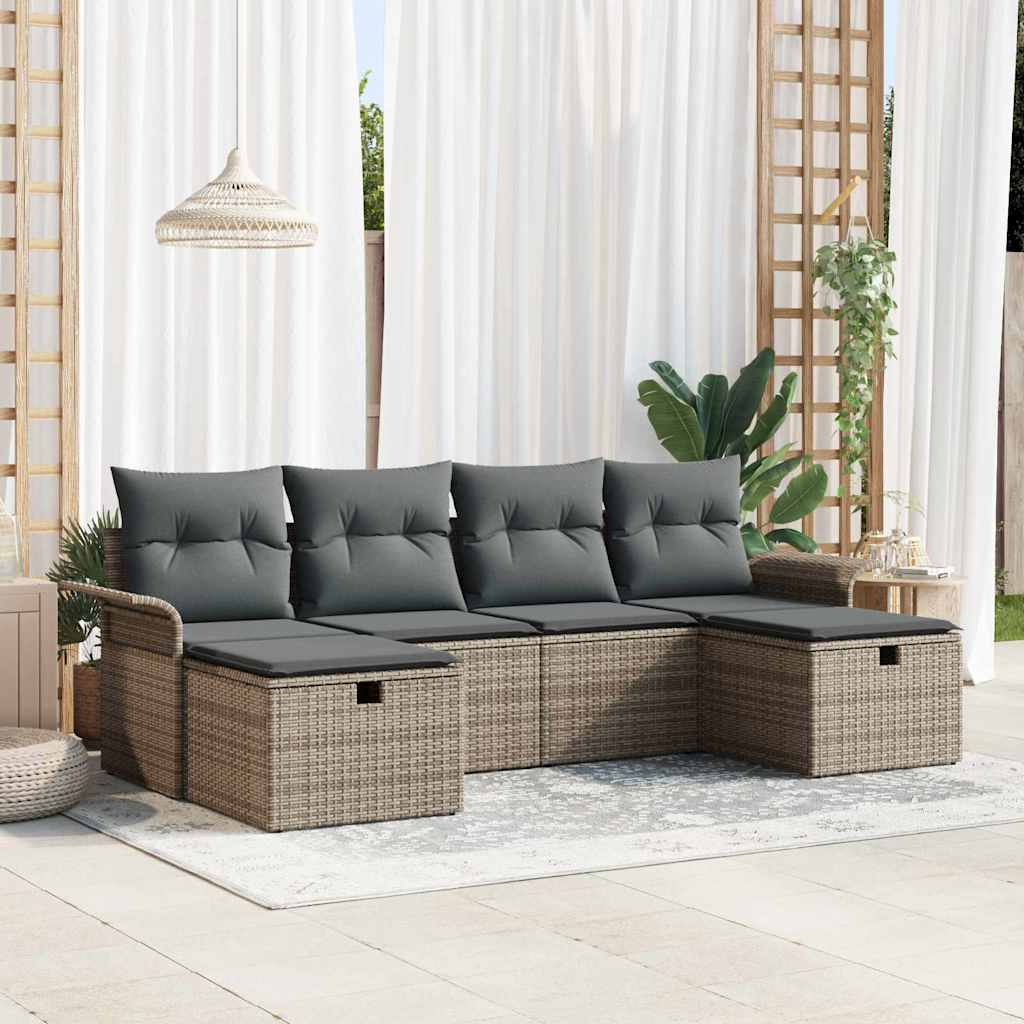 Set Divano da Giardino 6 pz Poly Rattan