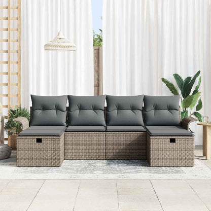 Set Divano da Giardino 6 pz Poly Rattan
