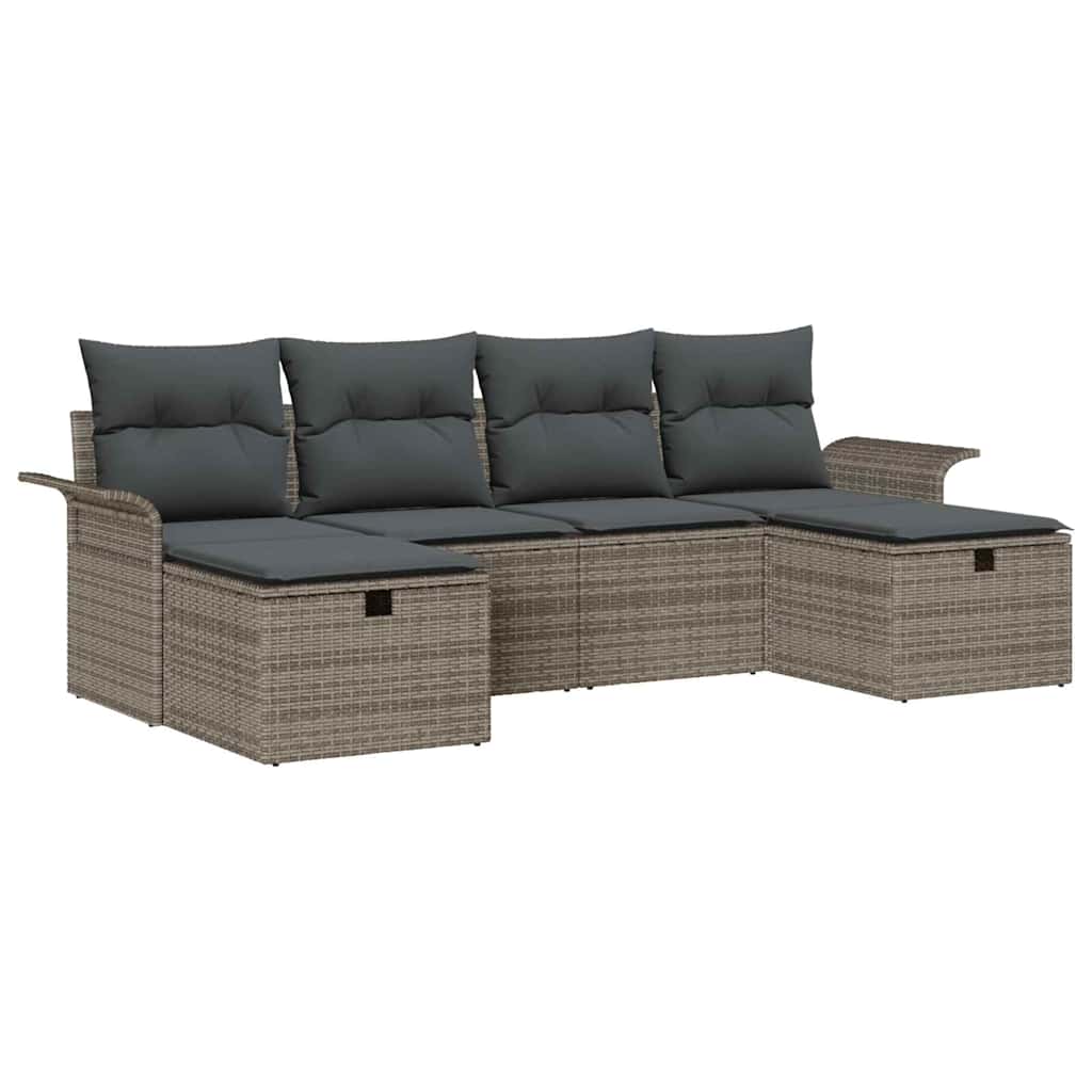 Set Divano da Giardino 6 pz Poly Rattan