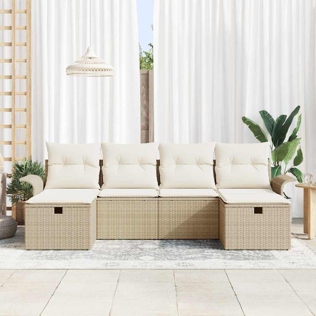 Set Divano da Giardino con cuscino 6 pcs Beige Poly Rattan - homemem39