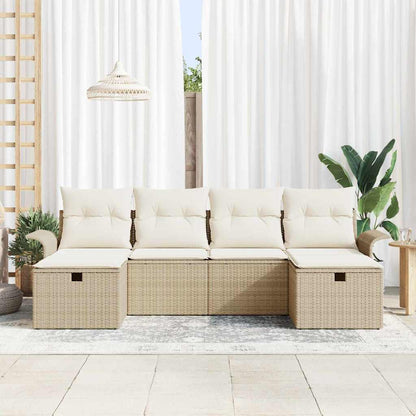 Set Divano da Giardino con cuscino 6 pcs Beige Poly Rattan - homemem39