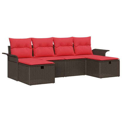 Set Divano da Giardino con cuscino 6 pcs Poly Rattan