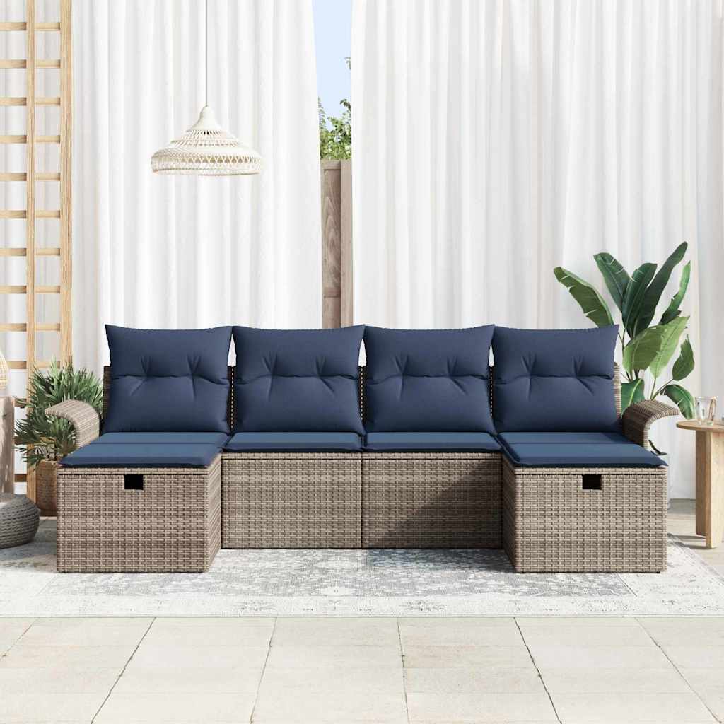 Set Divano da Giardino con cuscino 6 pcs Poly Rattan