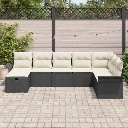 Set Divano da Giardino con cuscino 8 pcs Nero Poly Rattan - homemem39