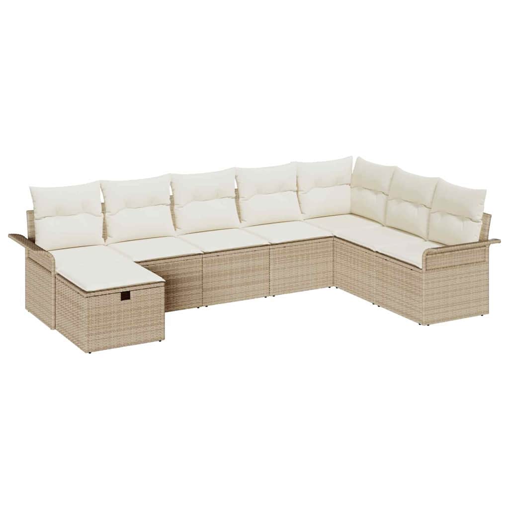 Set Divano da Giardino con cuscino 8 pcs Beige Poly Rattan - homemem39