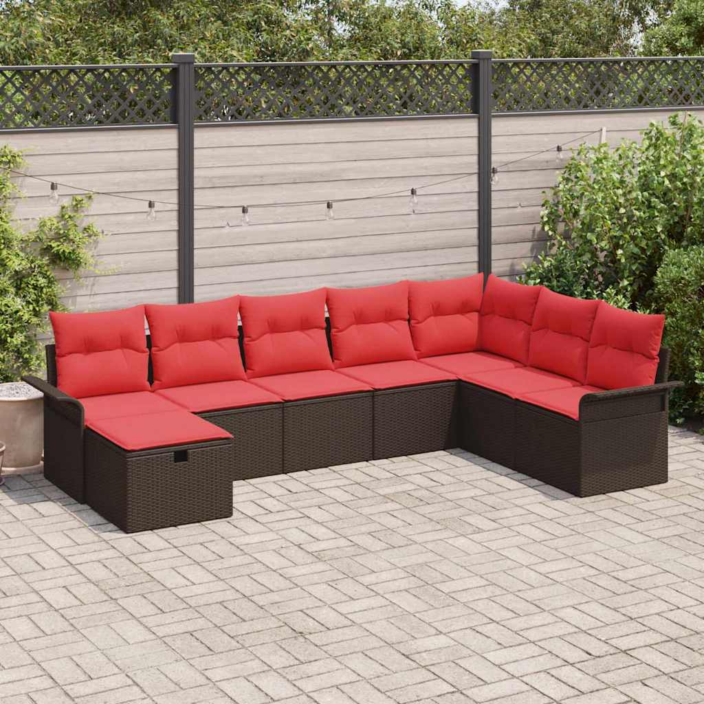 Set Divano da Giardino con cuscino 8 pcs Poly Rattan | homemem39