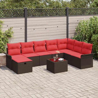 Set Divano da Giardino con cuscino 9 pcs Poly Rattan | homemem39