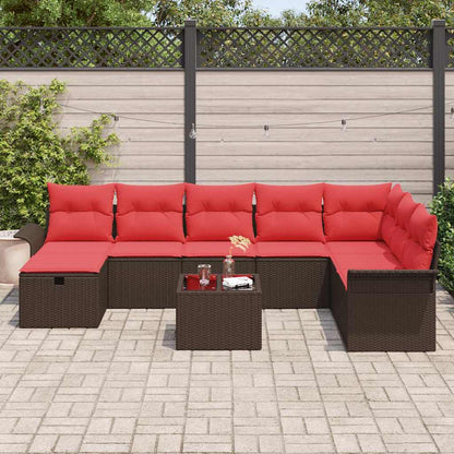 Set Divano da Giardino con cuscino 9 pcs Poly Rattan | homemem39