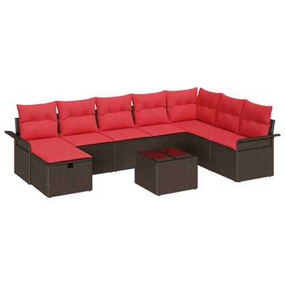 Set Divano da Giardino con cuscino 9 pcs Poly Rattan | homemem39