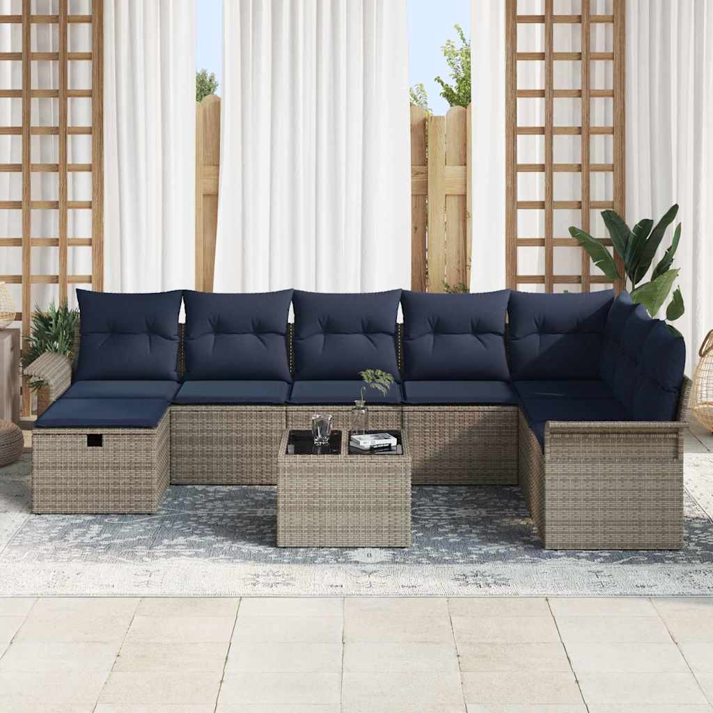 Set Divano da Giardino con cuscino 9 pcs Poly Rattan