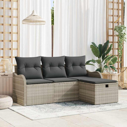 Set Divano da Giardino 4 pcs Grigio chiaro Poly Rattan - homemem39