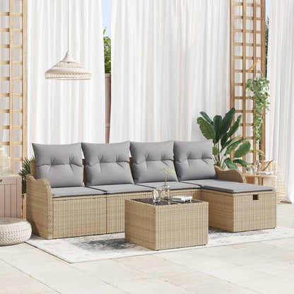 Set Divano da Giardino con cuscino 6 pcs Beige Poly Rattan - homemem39
