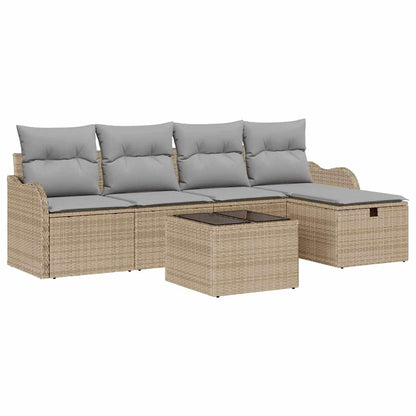 Set Divano da Giardino con cuscino 6 pcs Beige Poly Rattan - homemem39