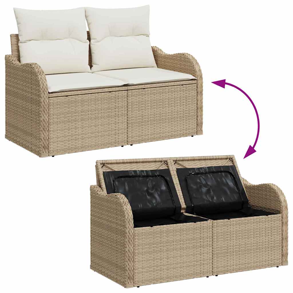Set Divano da Giardino con cuscino 6 pcs Beige Poly Rattan - homemem39