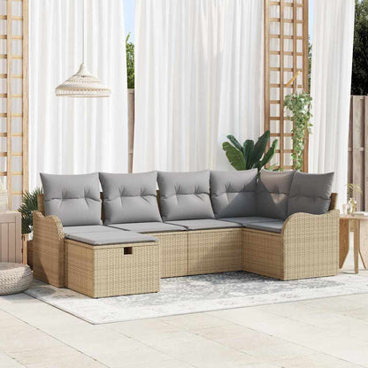 Set Divano da Giardino con cuscino 6 pcs Beige Poly Rattan - homemem39