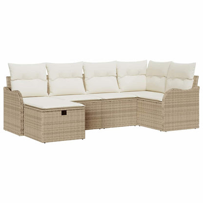 Set Divano da Giardino con cuscino 6 pcs Beige Poly Rattan - homemem39