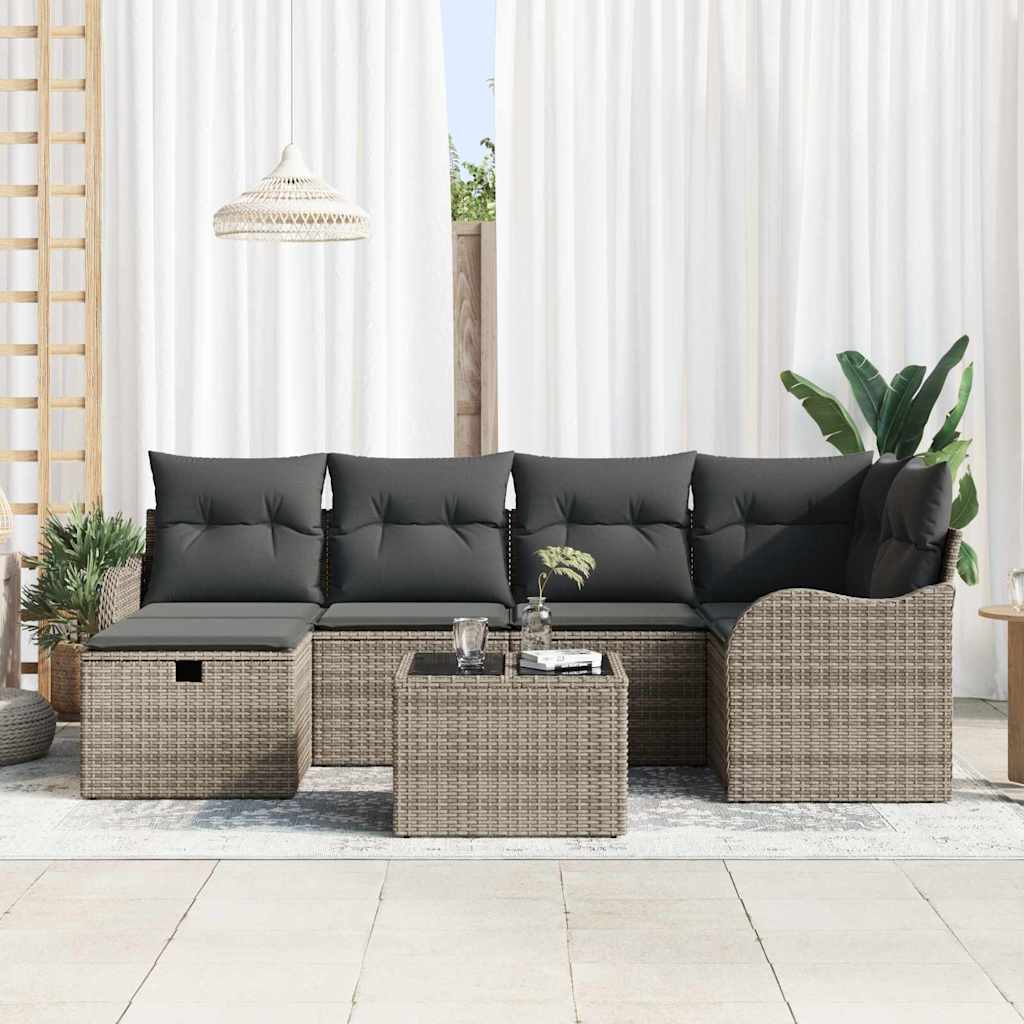 Set Divano da Giardino 7 pz Poly Rattan | homemem39