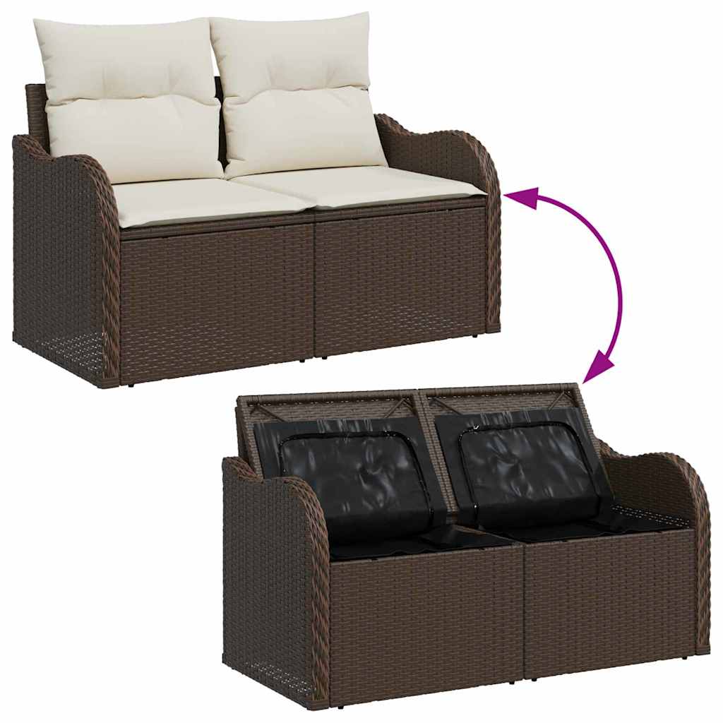 Set Divano da Giardino con cuscino 7 pcs Marrone Poly Rattan - homemem39
