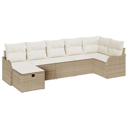 Set Divano da Giardino con cuscino 7 pcs Beige Poly Rattan - homemem39