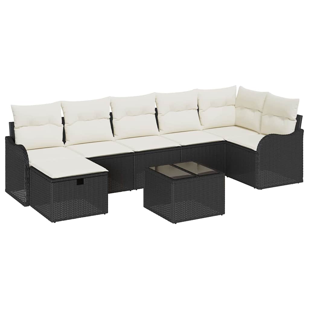 Set Divano da Giardino con cuscino 8 pcs Nero Poly Rattan - homemem39