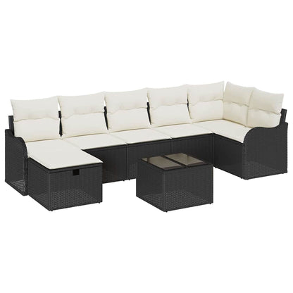 Set Divano da Giardino con cuscino 8 pcs Nero Poly Rattan - homemem39