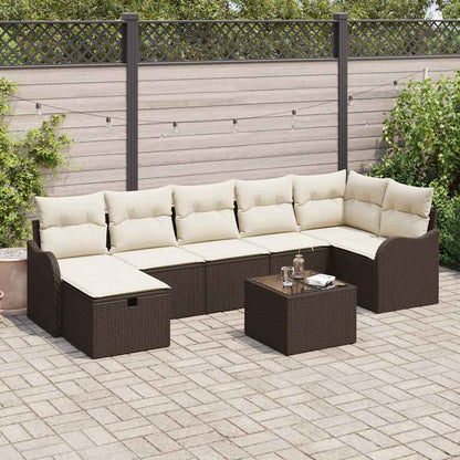 Set Divano da Giardino con cuscino 8 pcs Marrone Poly Rattan - homemem39