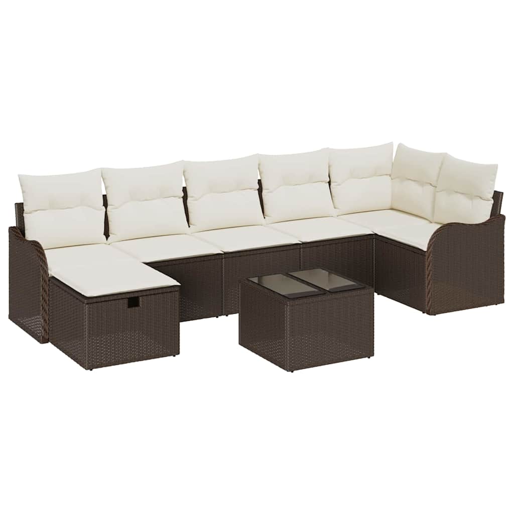 Set Divano da Giardino con cuscino 8 pcs Marrone Poly Rattan - homemem39