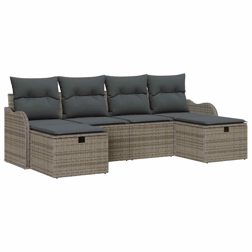 Set Divano da Giardino 6 pz Grigio polyrattan | homemem39