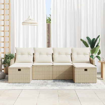 Set Divano da Giardino con cuscino 6 pcs Beige Poly Rattan - homemem39