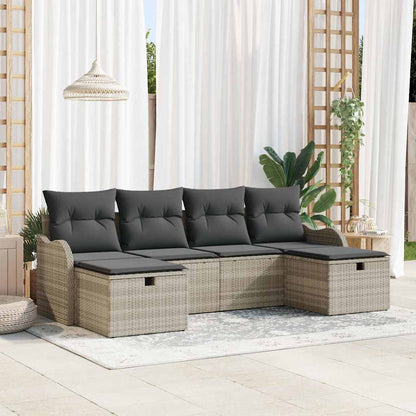 Set Divano da Giardino 6 pcs Grigio chiaro Poly Rattan - homemem39