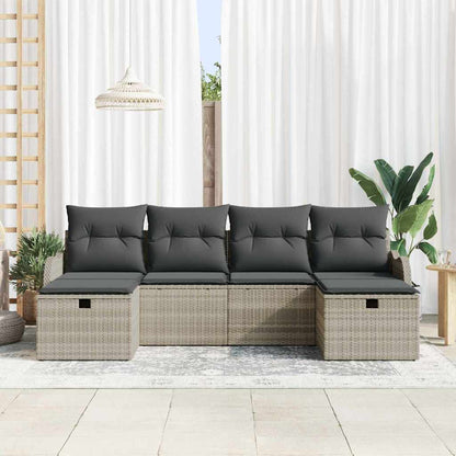 Set Divano da Giardino 6 pcs Grigio chiaro Poly Rattan - homemem39