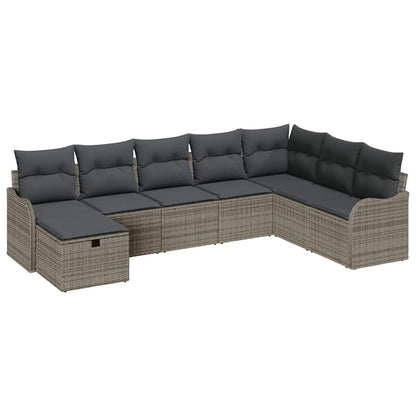 Set Divano da Giardino con cuscino 8 pcs Grigio polyrattan