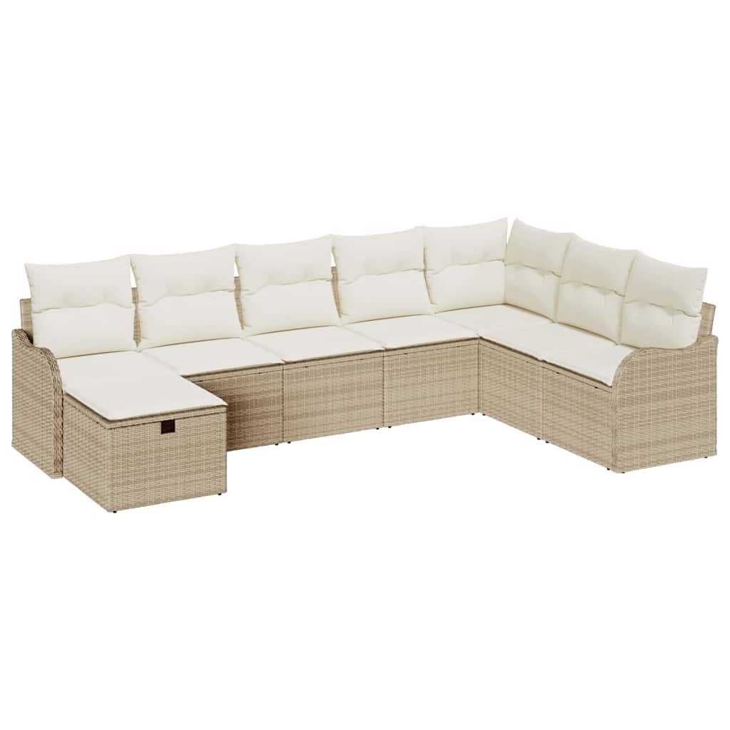 Set Divano da Giardino con cuscino 8 pcs Beige Poly Rattan - homemem39